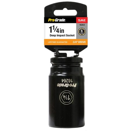 Pro-Grade Tools 3/4" Dr. 6 Pt. Deep Wall 1 1/4" Impact Socket 16264